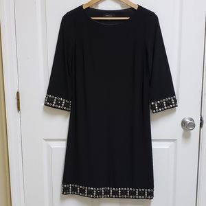 R&M Richards Dress Womens Size 8 Black Rhinestone Embellished Party Evening